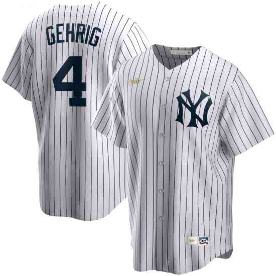 Men New York Yankees 4 Lou Gehrig Nike Home Cooperstown Collection Player MLB Jersey White
